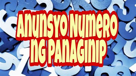 anunsyo ng numero|ANUNSIYO at PANAGINIP .